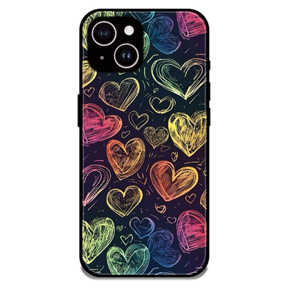 Neon Love Scribble - Glossy Metal Silicone Case For Apple iPhone 14 Plus
