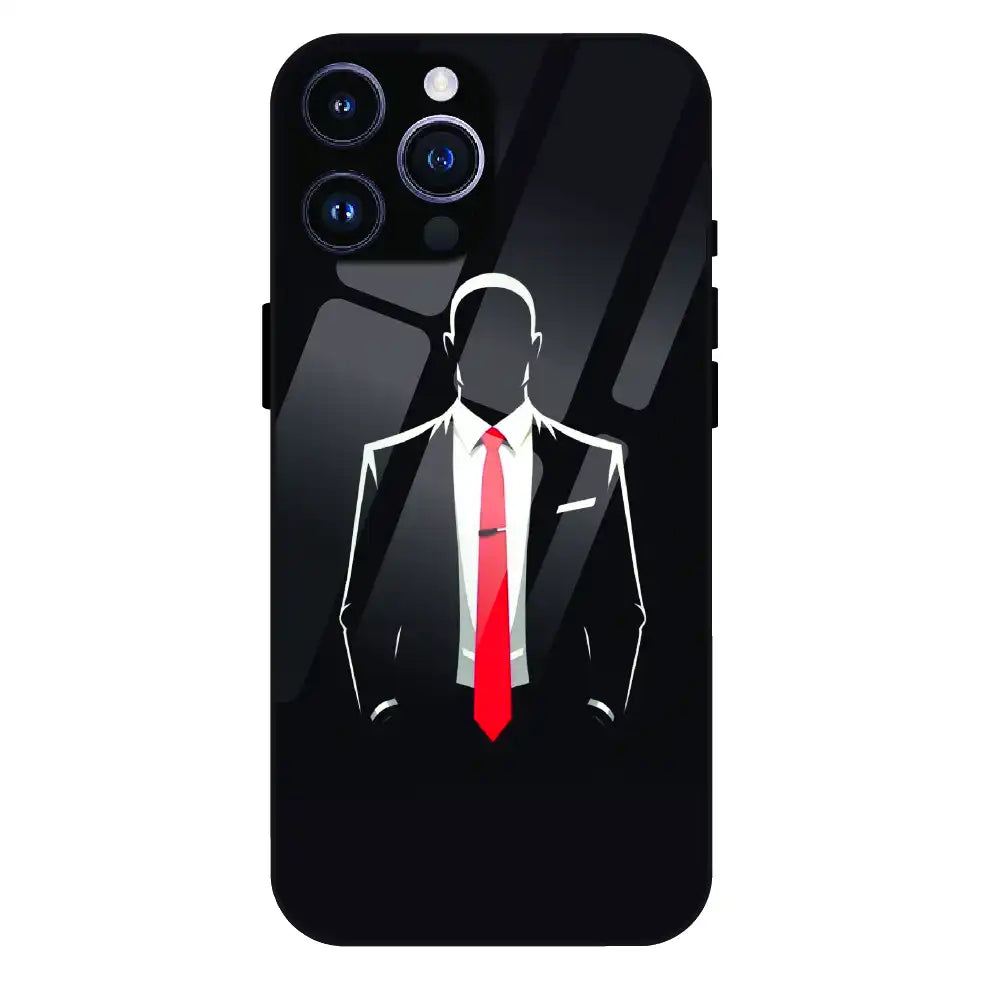 Red Tie Silhouette - Glass Case For Apple iPhone 14 Pro