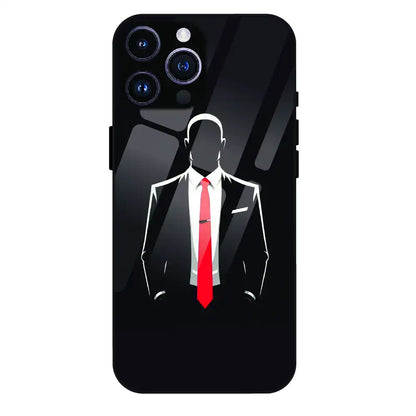 Red Tie Silhouette - Glass Case For Apple iPhone 14 Pro