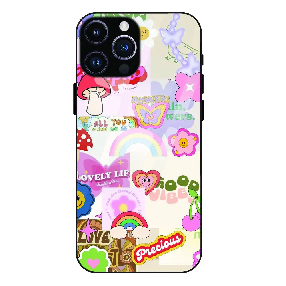 Kawaii Sticker Pop - Glass Case For Apple iPhone 14 Pro