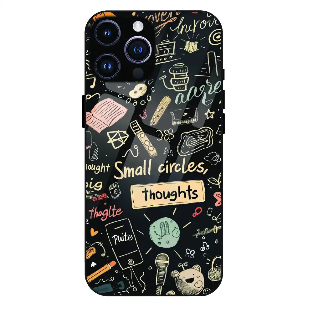 Thought Doodle Noir - Glass Case For Apple iPhone 14 Pro