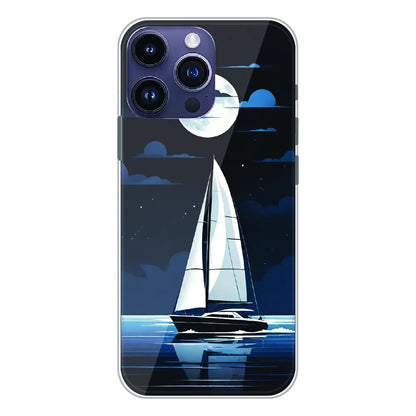Moonlight Sailboat - Printed Silicone Case For Apple iPhone 14 Pro