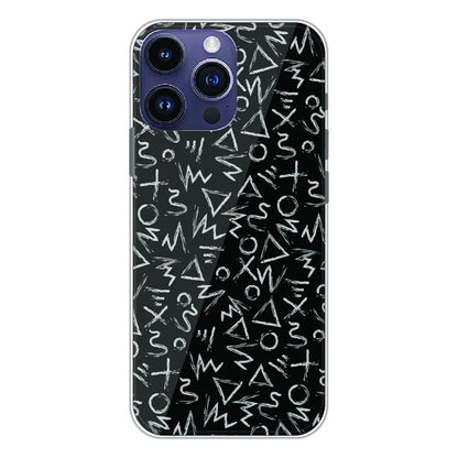 Geometric Black & White Pattern - Printed Silicone Case For Apple iPhone 14 Pro