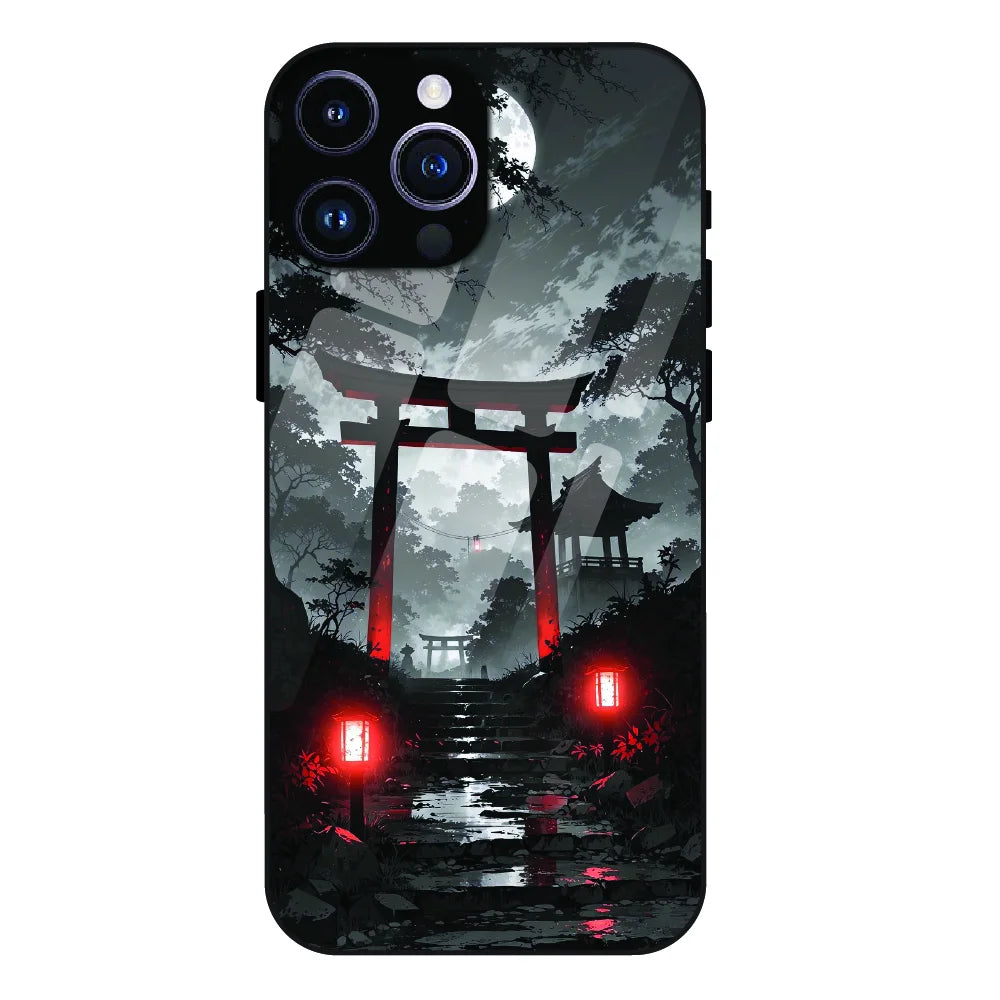 Midnight Torii Forest - Glass Case For Apple iPhone 14 Pro
