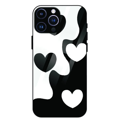 Monochrome Heart Flow - Glass Case For Apple iPhone 14 Pro