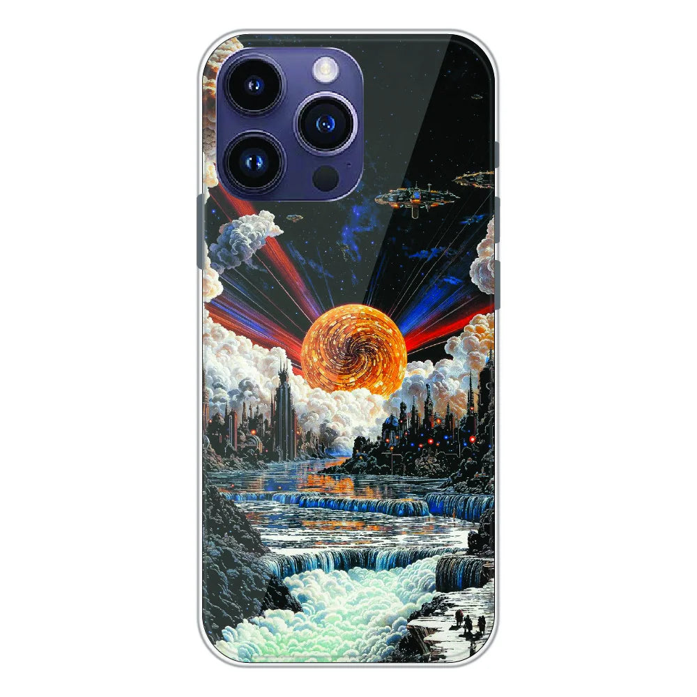 Cosmic Fantasy Sun Landscape - Printed Silicone Case For Apple iPhone 14 Pro