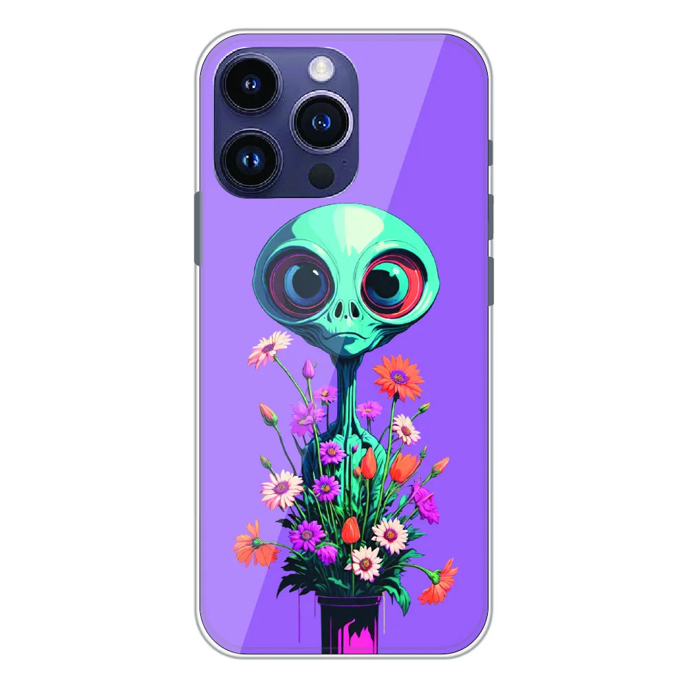 Floral Alien Fantasy - Printed Silicone Case For Apple iPhone 14 Pro