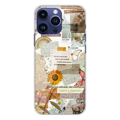 Aesthetic Butterfly & Sunflower - Printed Silicone Case For Apple iPhone 14 Pro