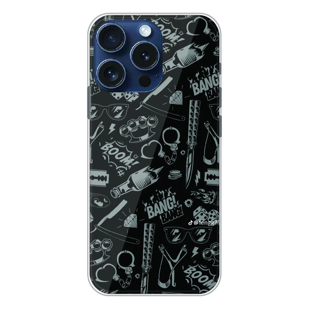 Black Graphic Street Art - Printed Silicone Case For Apple iPhone 14 Pro Max