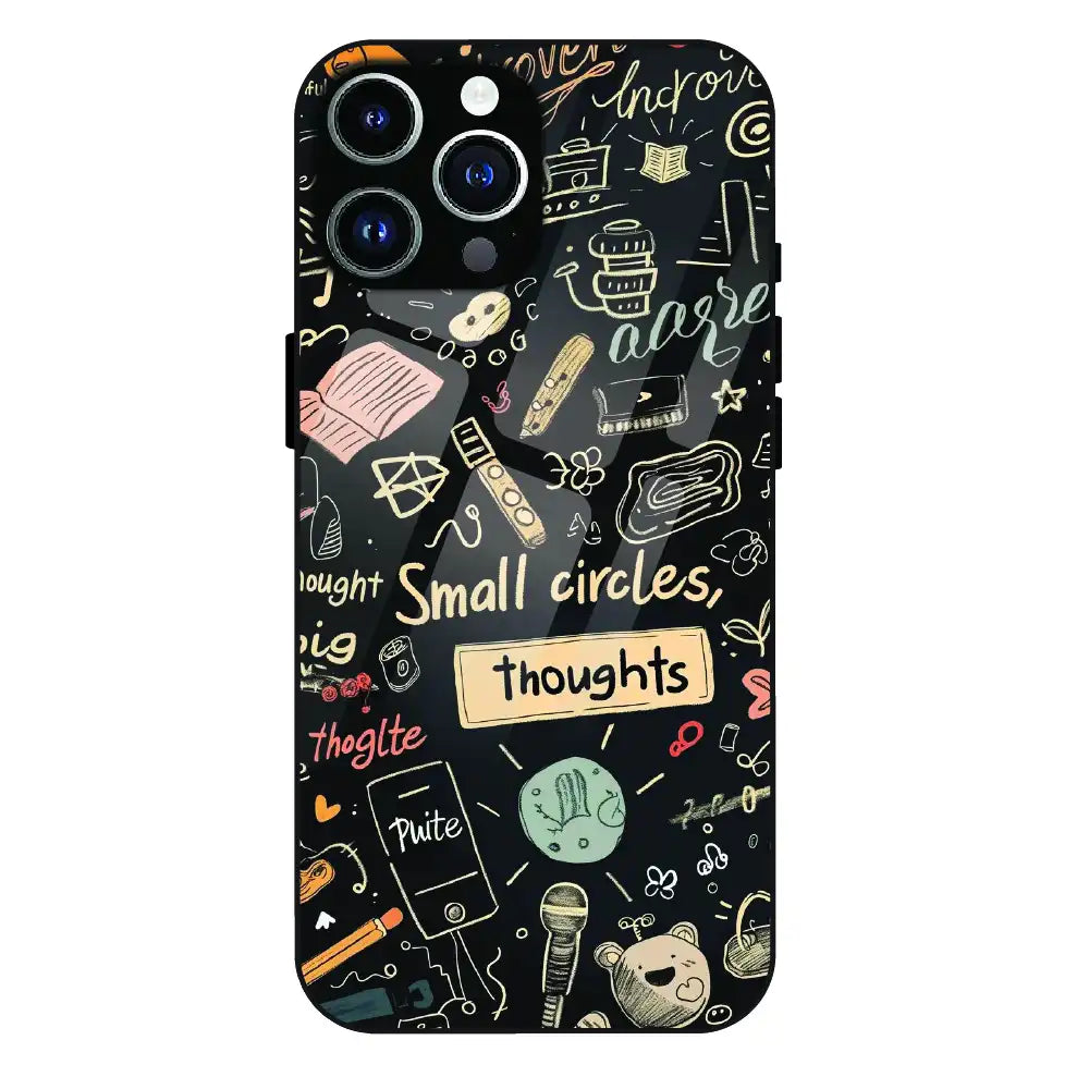 Thought Doodle Noir - Glass Case For Apple iPhone 14 Pro Max