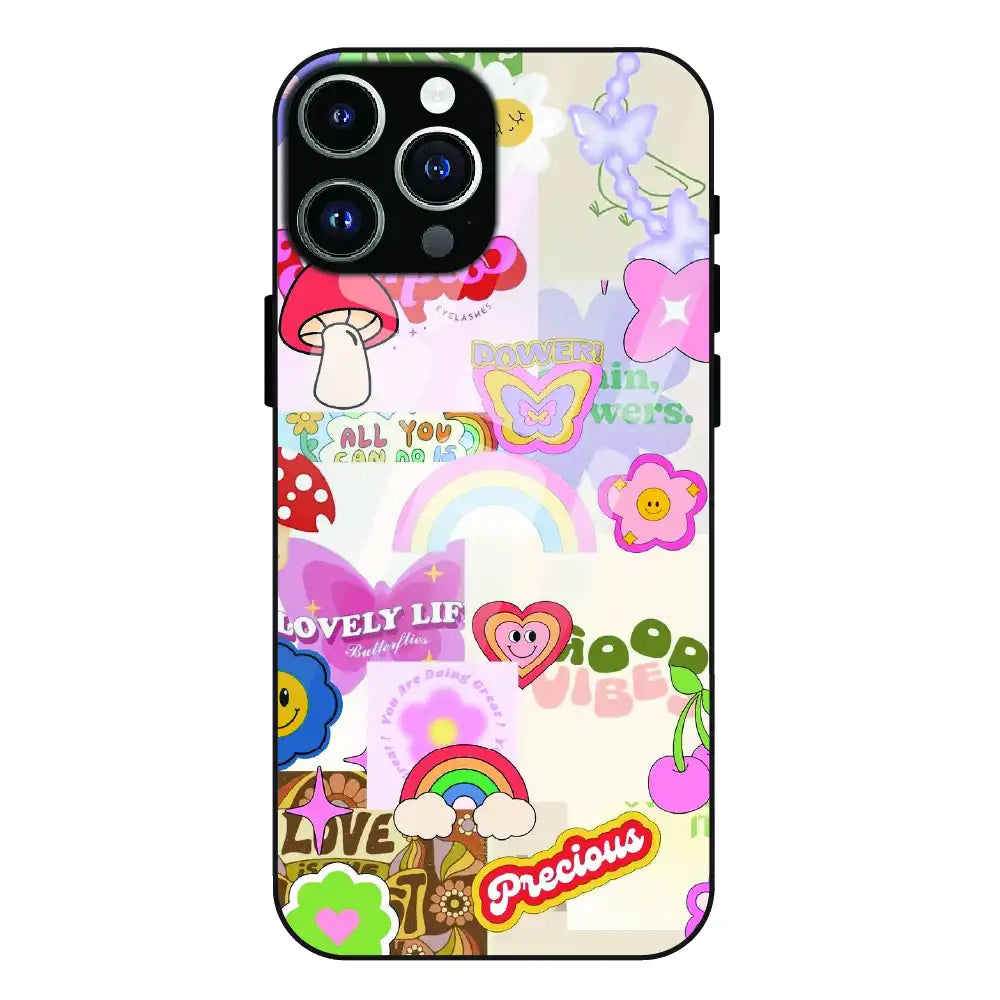 Kawaii Sticker Pop - Glass Case For Apple iPhone 14 Pro Max