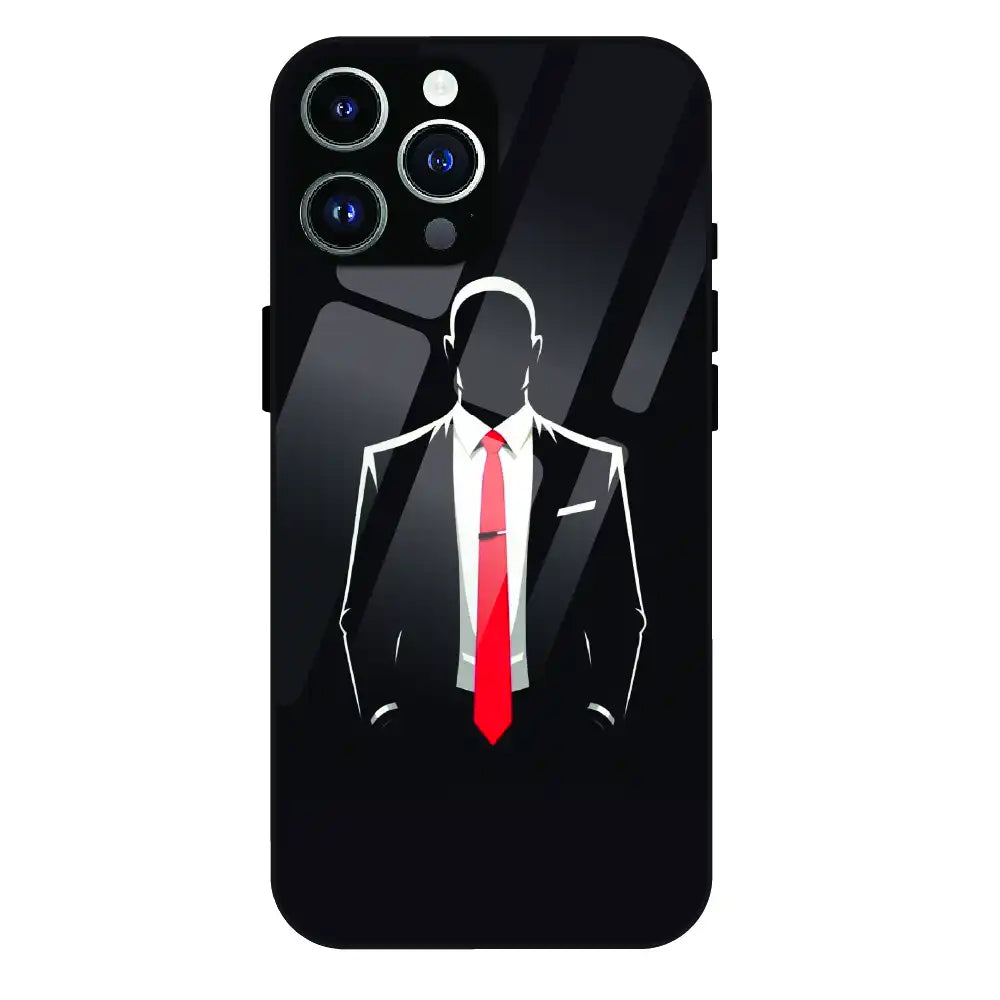 Red Tie Silhouette - Glass Case For Apple iPhone 14 Pro Max