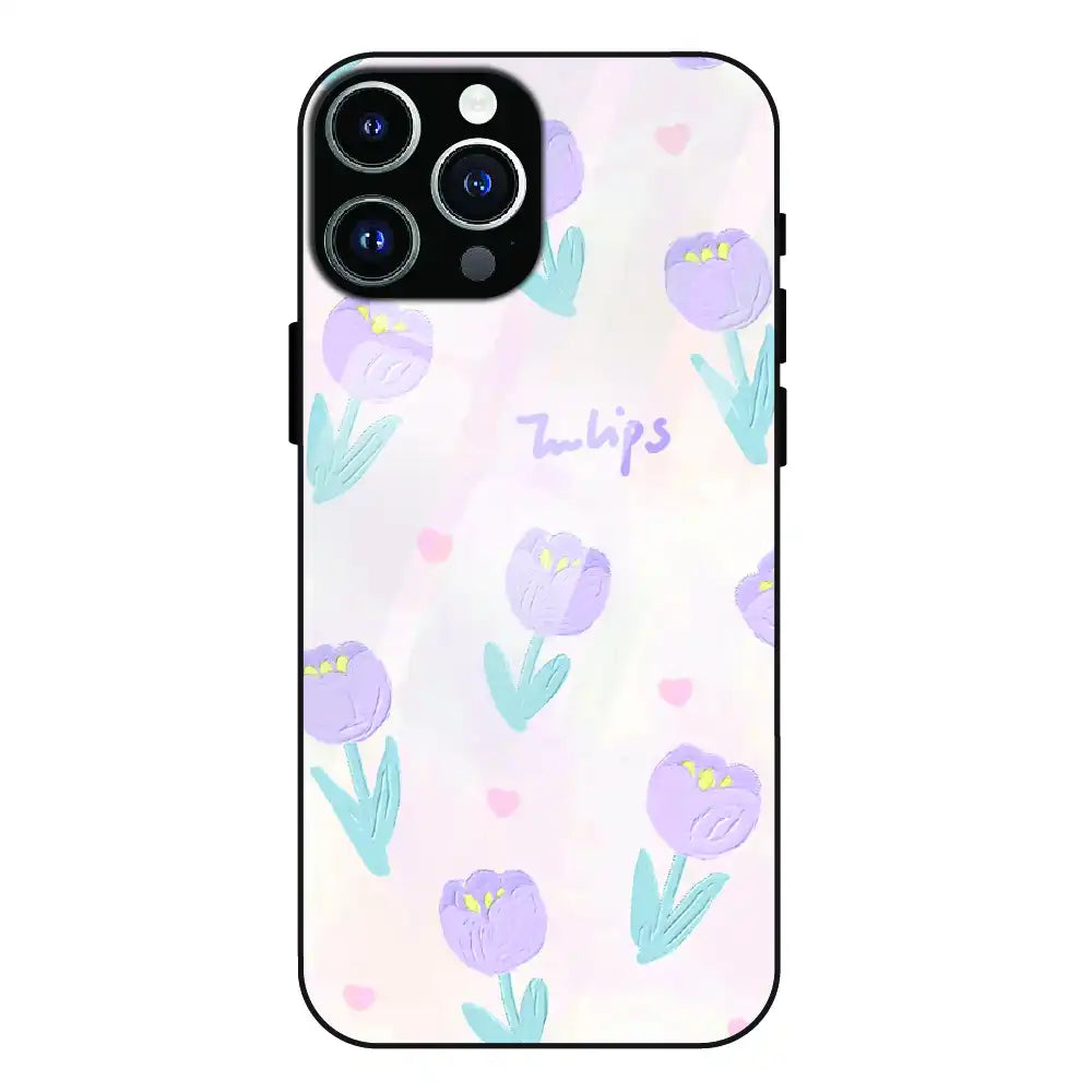 Pastel Tulip Floral - Glass Case For Apple iPhone 14 Pro Max