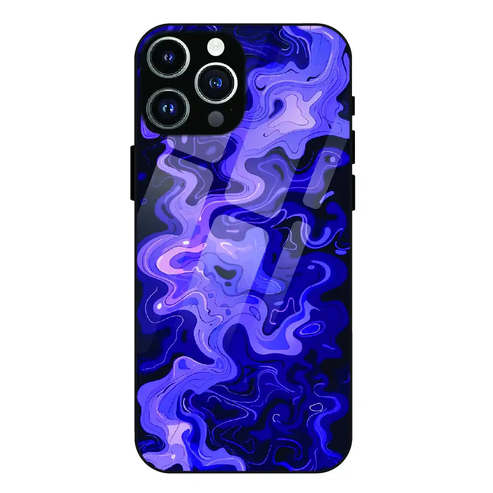 Purple Wave Abstract - Glass Case For Apple iPhone 14 Pro Max