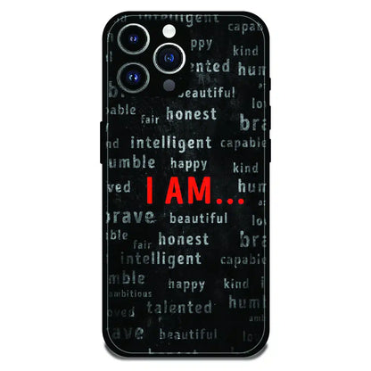 I Am Affirmation Quote - Glossy Metal Silicone Case For Apple iPhone 14 Pro Max