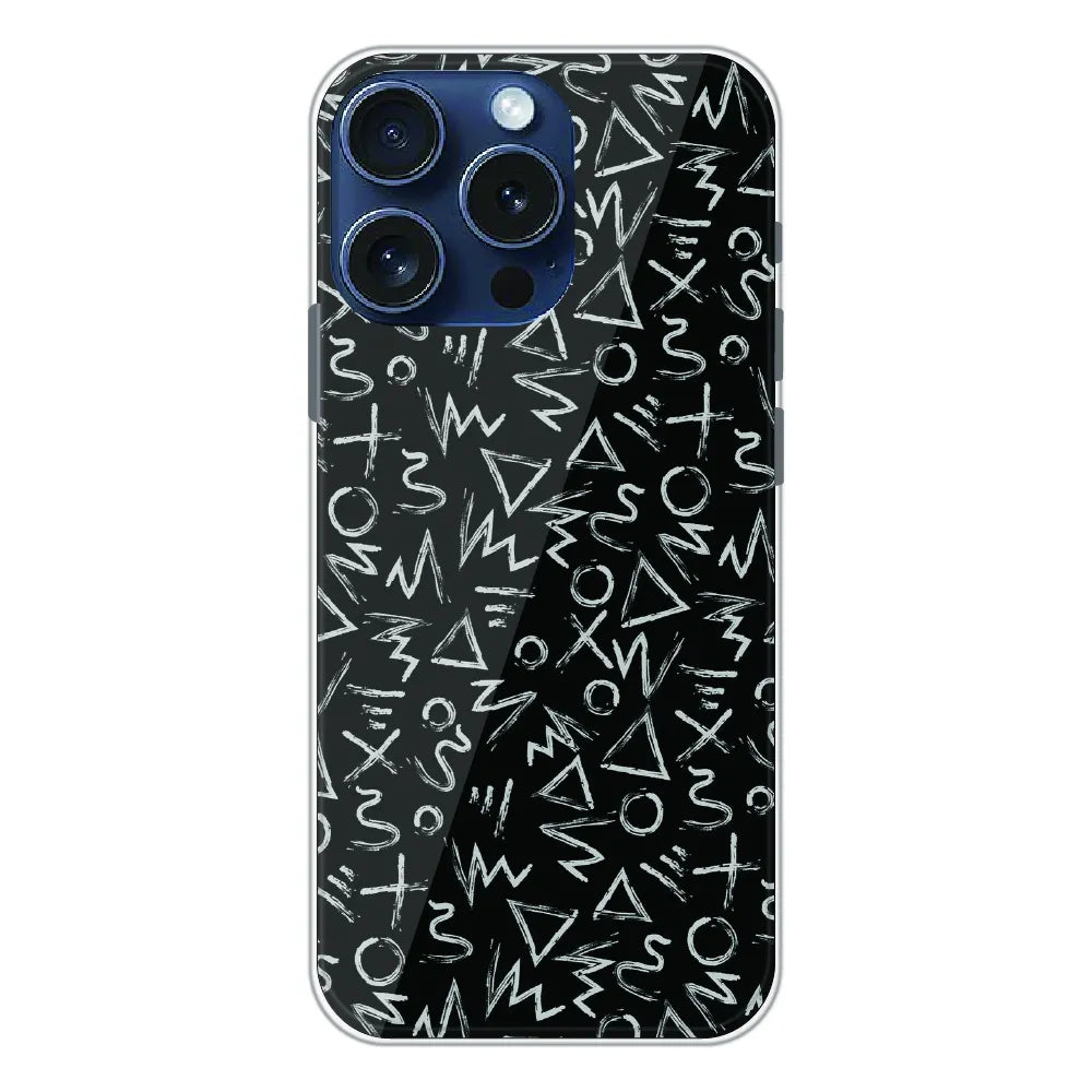 Geometric Black & White Pattern - Printed Silicone Case For Apple iPhone 14 Pro Max