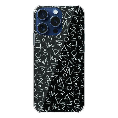 Geometric Black & White Pattern - Printed Silicone Case For Apple iPhone 14 Pro Max