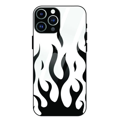 Monochrome Flame Art - Glass Case For Apple iPhone 14 Pro Max