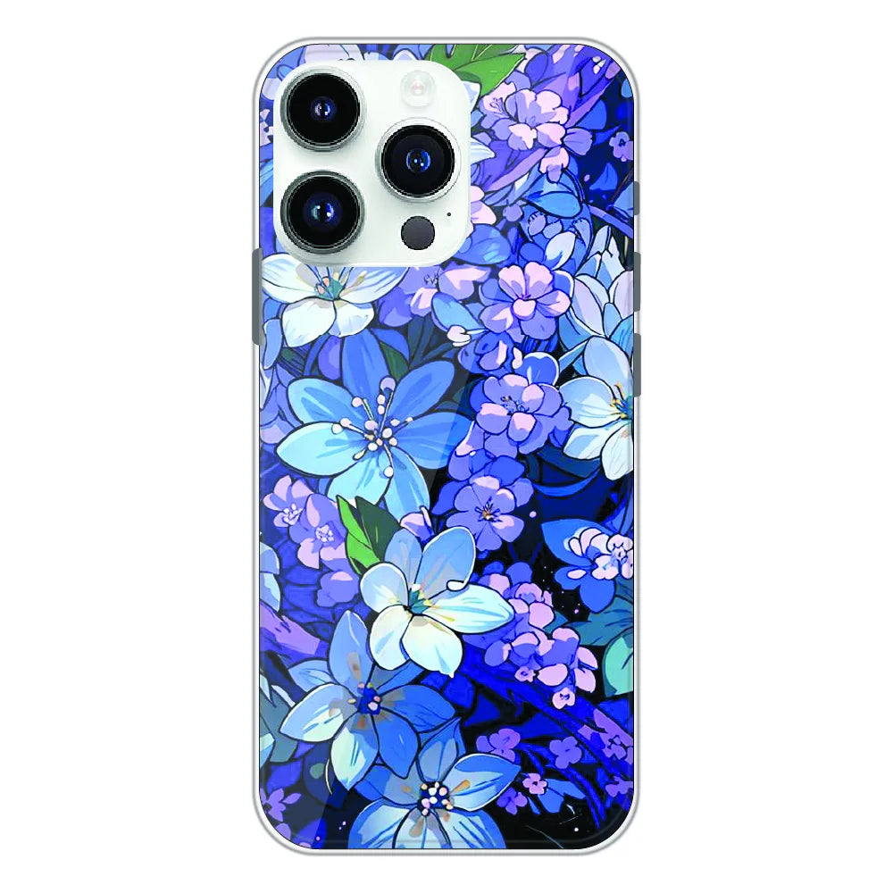 Midnight Blue Floral Garden - Printed Silicone Case For Apple iPhone 14 Pro Max