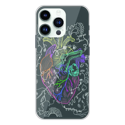 Anatomical Heart Line Art - Printed Silicone Case For Apple iPhone 14 Pro Max