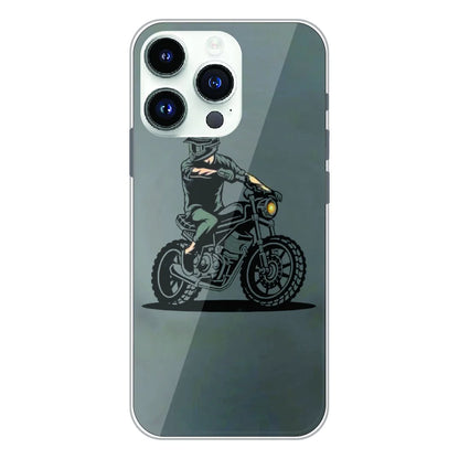 Vintage Biker Rider Art - Printed Silicone Case For Apple iPhone 14 Pro Max