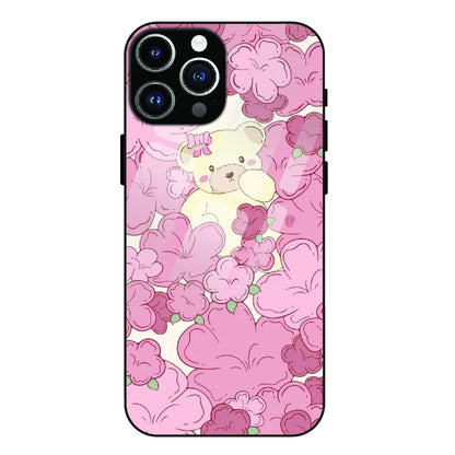 Blush Teddy Floral - Glass Case For Apple iPhone 14 Pro Max