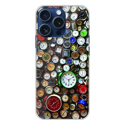 Retro Timepiece Pattern - Printed Silicone Case For Apple iPhone 14 Pro Max