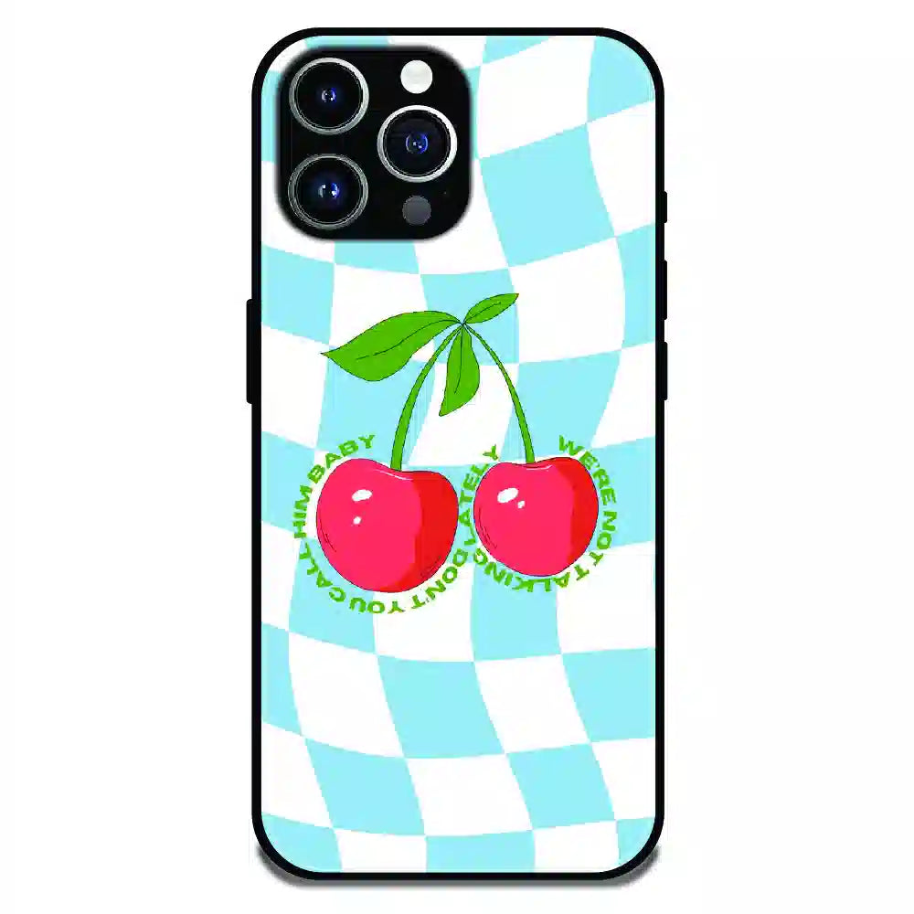 Cherry Pop Checkerboard - Glossy Metal Silicone Case For Apple iPhone 14 Pro Max