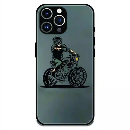 Vintage Biker Rider Art - Glossy Metal Silicone Case For Apple iPhone 14 Pro Max