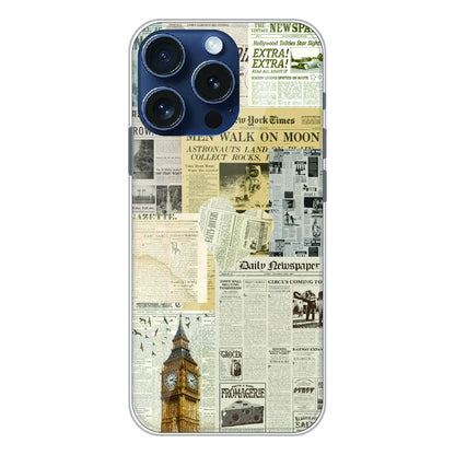 Vintage Newspaper Collage - Printed Silicone Case For Apple iPhone 14 Pro Max
