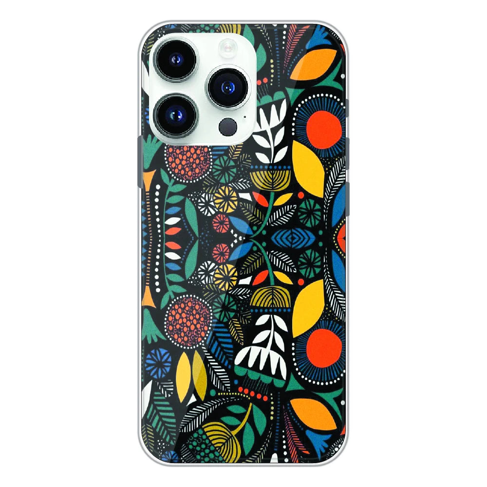 Folk Floral Night Garden - Printed Silicone Case For Apple iPhone 14 Pro Max