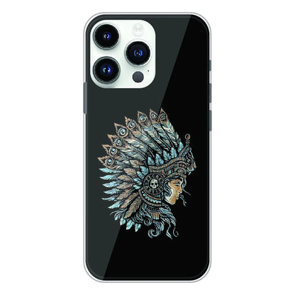 Tribal Warrior Feather Headdress - Printed Silicone Case For Apple iPhone 14 Pro Max