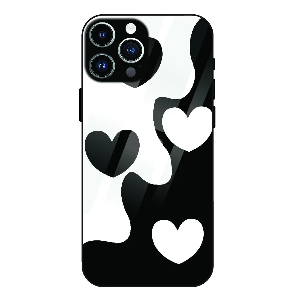 Monochrome Heart Flow - Glass Case For Apple iPhone 14 Pro Max