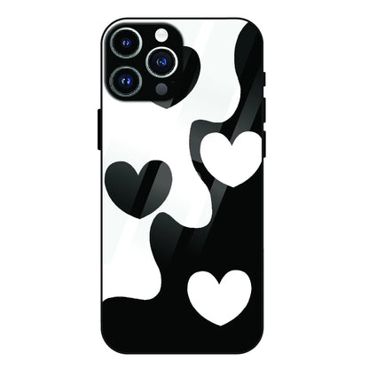 Monochrome Heart Flow - Glass Case For Apple iPhone 14 Pro Max