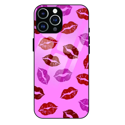 Pink Lips Pop Art Pattern - Glass Case For Apple iPhone 14 Pro Max