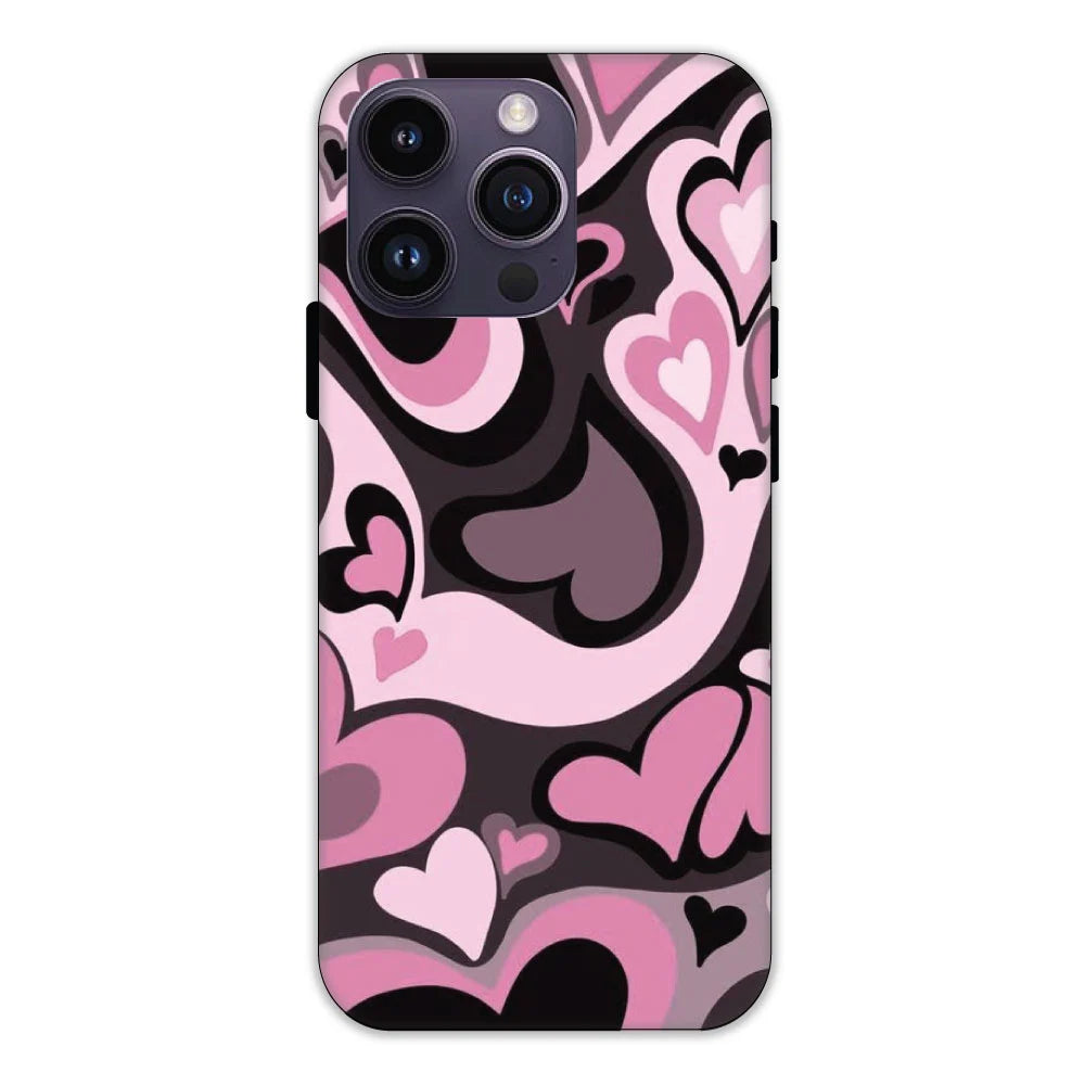 Pink & Black Mini Hearts Hard Case Apple iPhone 14 Pro Max Models