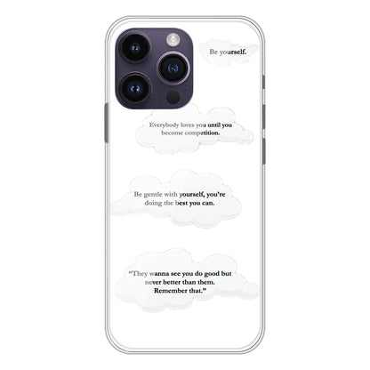 Quotes And Clouds - Clear Printed Silicone Case For Apple iPhone Models- Apple iPhone 14 pro max