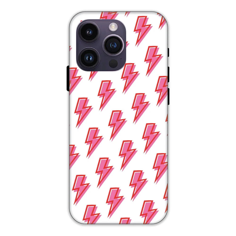 Pink Lightning Bolts Hard Case Apple iPhone 14 Pro Max Models