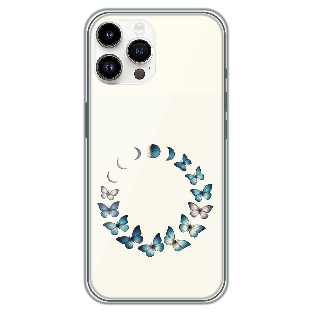 Butterfly Moon Cycle - Printed Silicone Case for Apple iPhone 14 Pro Max