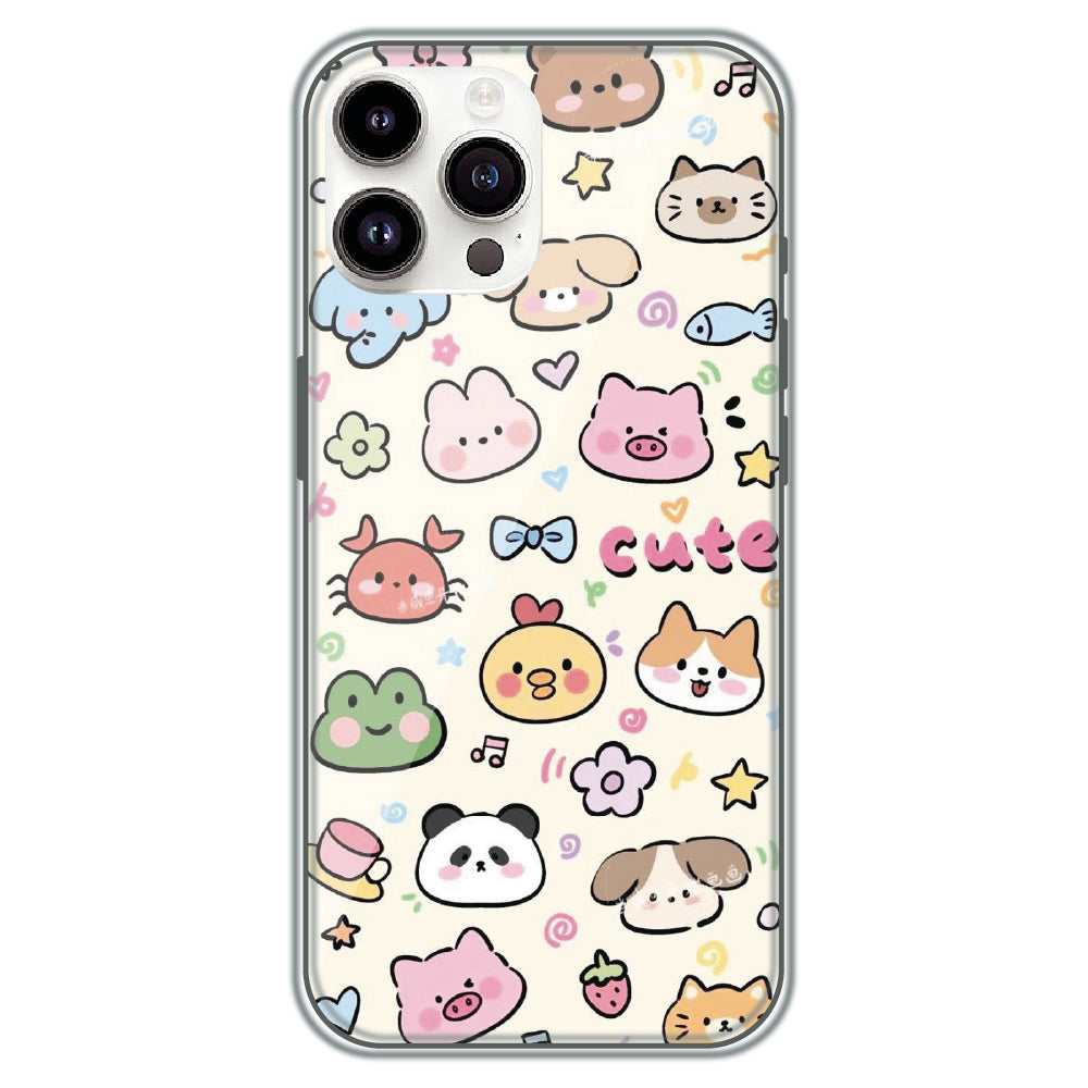 Cute Animal Friends - Printed Silicone Case for Apple iPhone 14 Pro Max