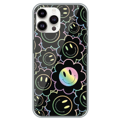 Holographic Smiley Bloom - Printed Silicone Case for Apple iPhone 14 Pro Max