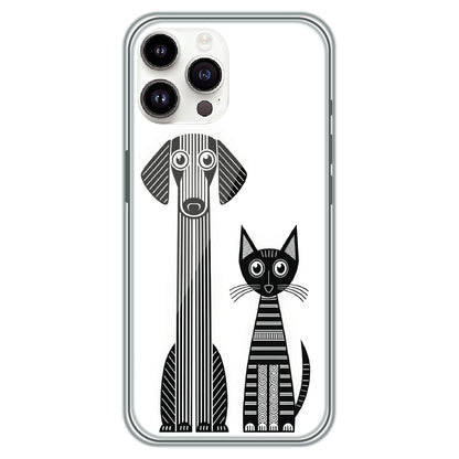 Line Art Dog & Cat - Printed Silicone Case for Apple iPhone 14 Pro Max