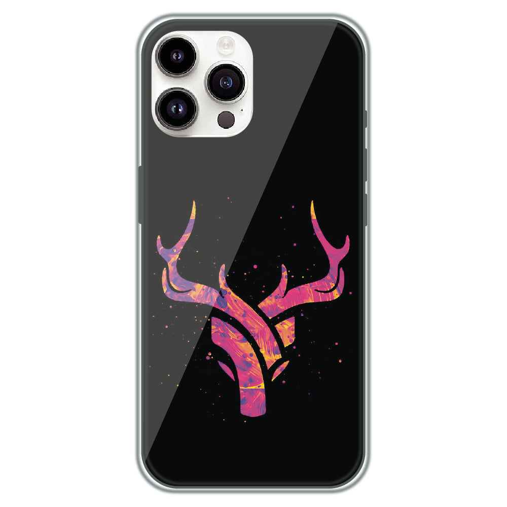 Neon Deer Antlers - Printed Silicone Case for Apple iPhone 14 Pro Max