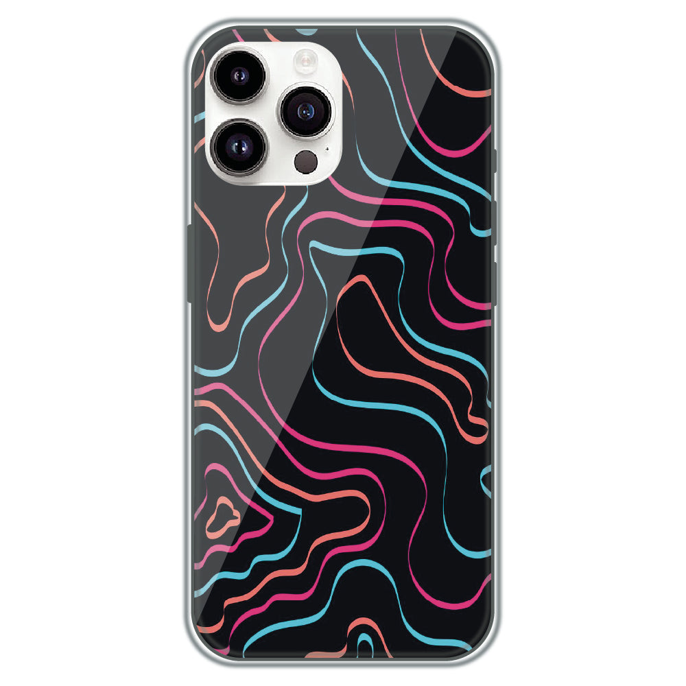 Neon Wave Lines - Printed Silicone Case for Apple iPhone 14 Pro Max