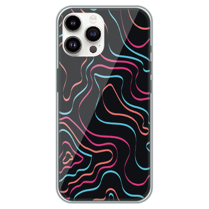 Neon Wave Lines - Printed Silicone Case for Apple iPhone 14 Pro Max