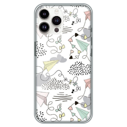 Paper Plane Doodles - Printed Silicone Case for Apple iPhone 14 Pro Max