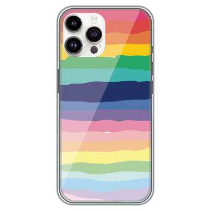 Rainbow Stripes - Printed Silicone Case for Apple iPhone 14 Pro Max
