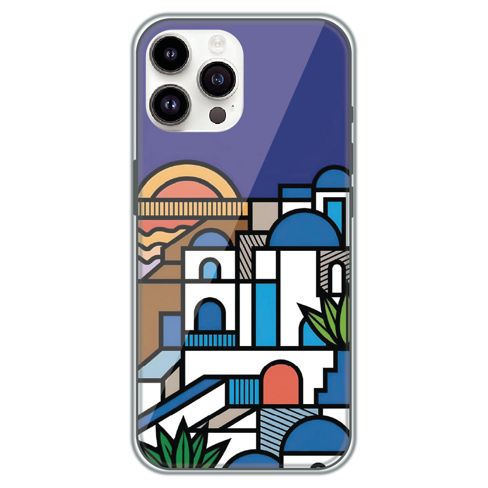 Santorini Streets - Printed Silicone Case for Apple iPhone 14 Pro Max