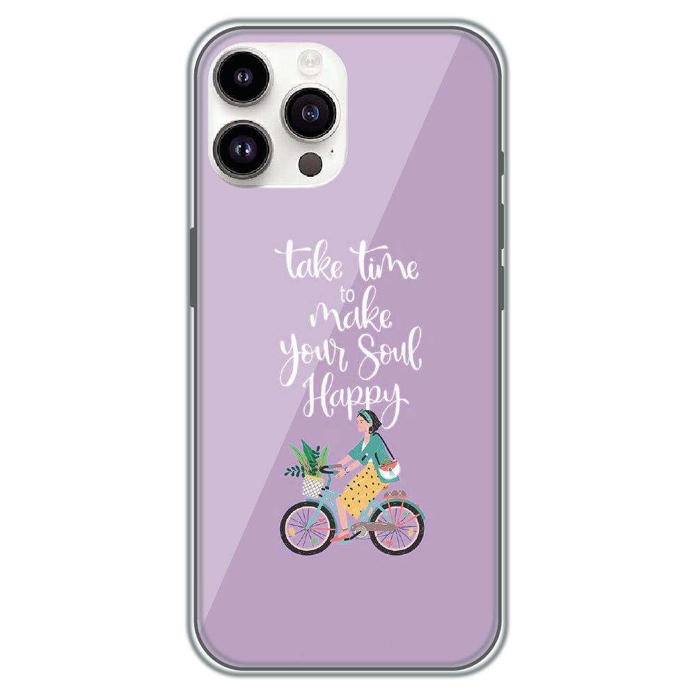 Soul Happy Quote - Printed Silicone Case for Apple iPhone 14 Pro Max