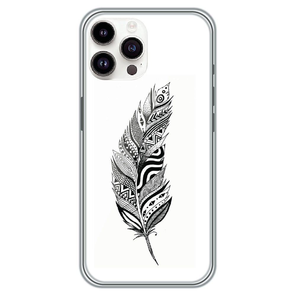 Zentangle Feather - Printed Silicone Case for Apple iPhone 14 Pro Max